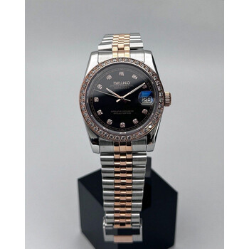 Custom Seiko Mod • Black Double Diamond 2-Tone Rose Gold Datejust • 36mm